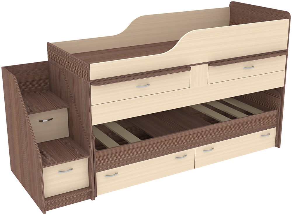Кровать двухъярусная КарИВи Дуэт-8 Бодего Темный  Дуб Молочный