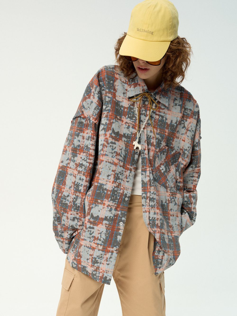 Купить Рубашка Kraizy Stripes Destroy серо-оранжевая Рубашка Kraizy Stripes Destroy серо-оранжевая