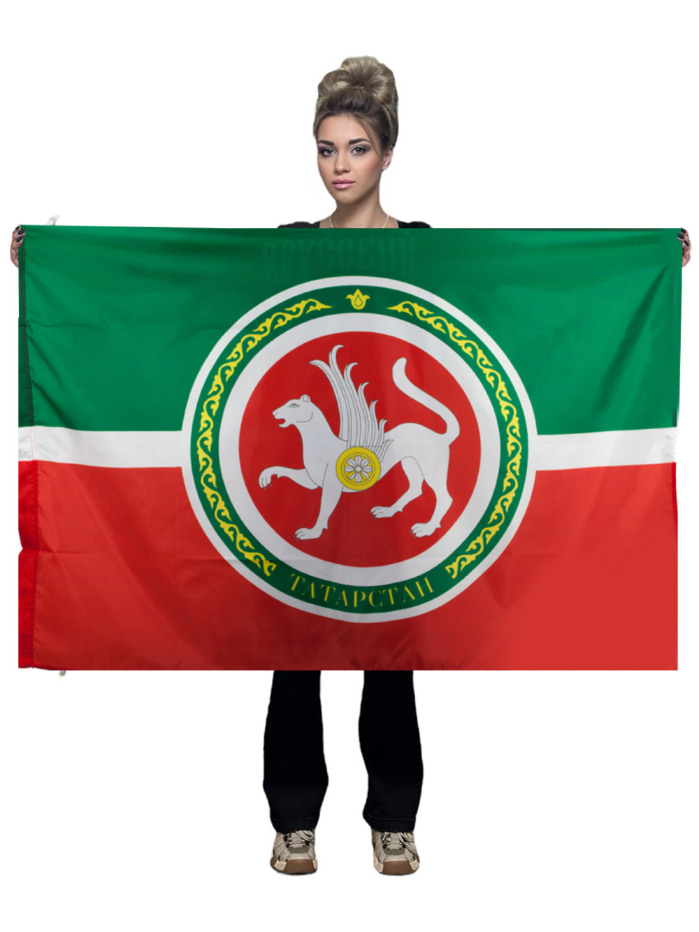 Флаг Республики Татарстан с гербом 90x135 см