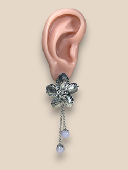 Серьги Сакура с аквамарином