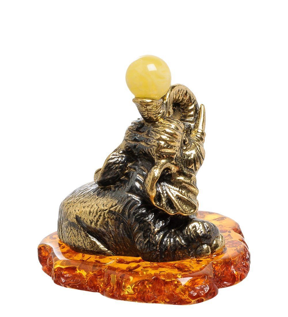 Народные промыслы AM-1824 Фигурка «Слон с шаром» (латунь, янтарь)