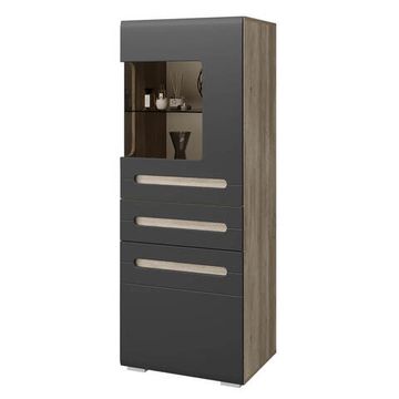 Наоми ШК-24 Шкаф со стеклом дуб каньон/графит нубук, стекло светлое