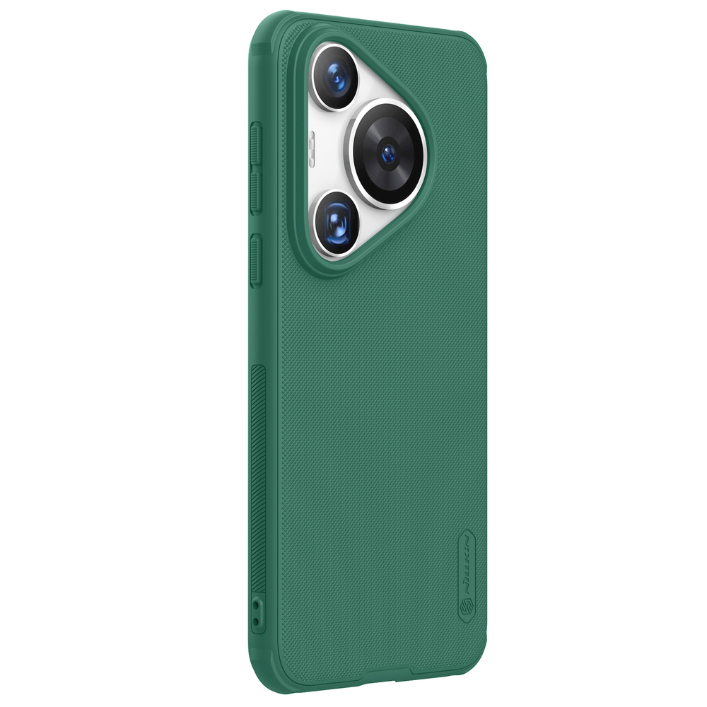 Усиленный чехол зеленого цвета (Deep Green) от Nillkin c поддержкой зарядки MagSafe для Huawei Pura 70, серия Super Frosted Shield Pro Magnetic Case