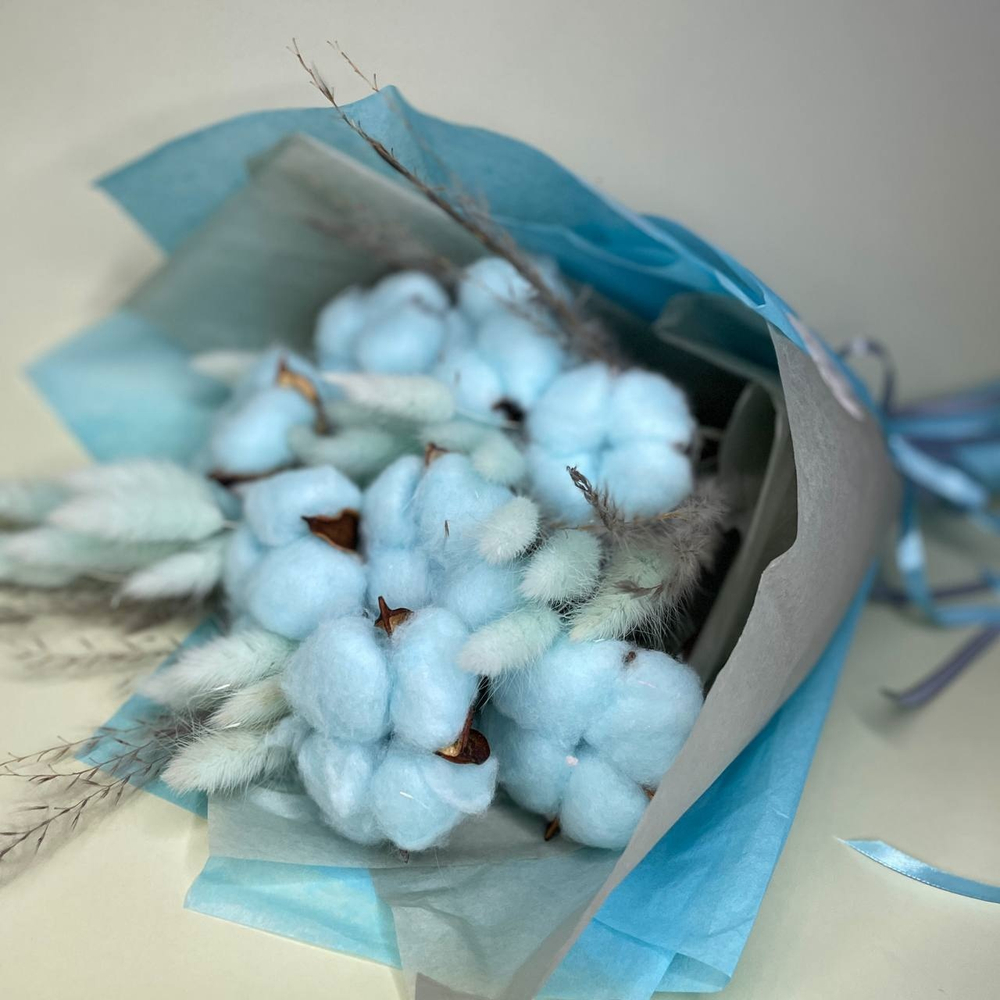 Blue lagoon. букет из сухоцветов с хлопком