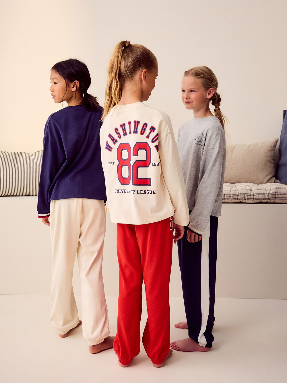 Пижама для девочки Next B16-259, 3 шт., Красный, Синий, Серый