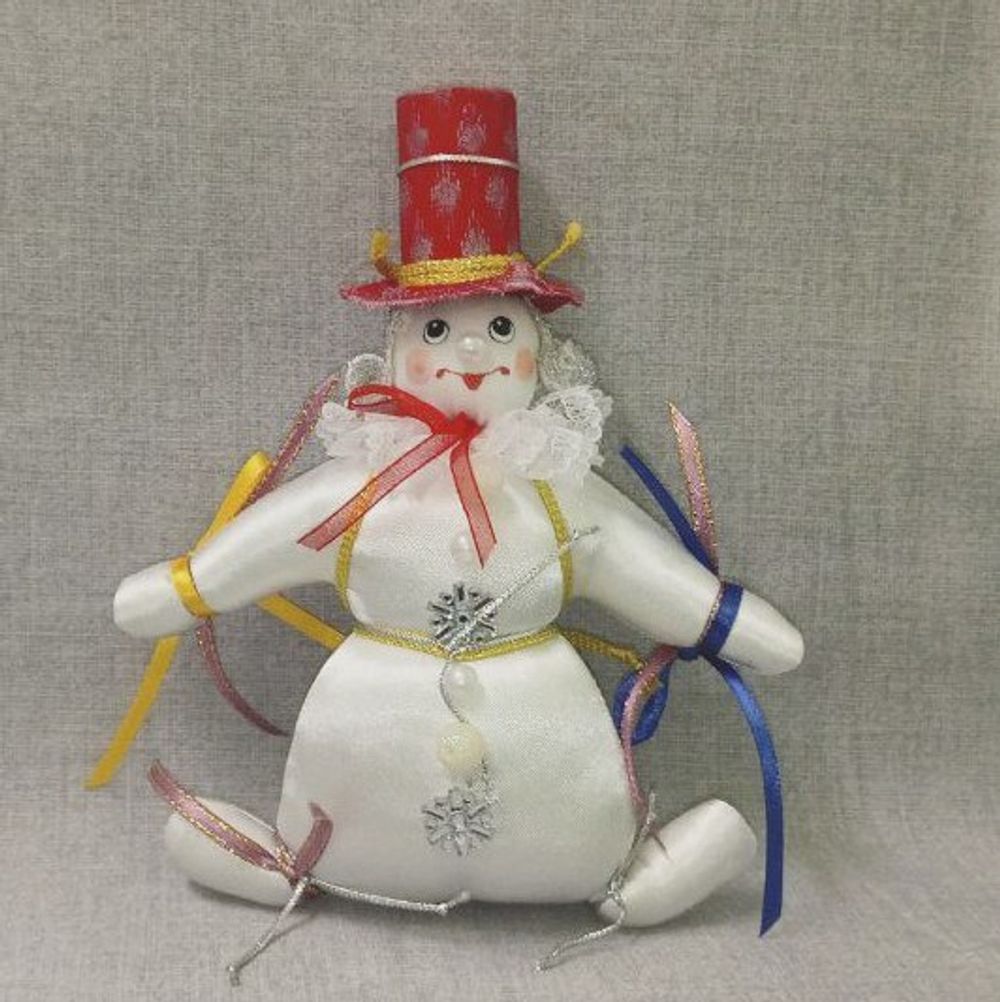 Ёлочная игрушка Снеговик в цилиндре