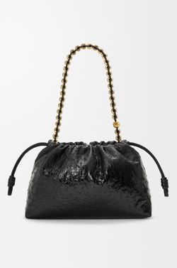 Loewe Сумка Flamenco среднего размера из лакированной кожи страуса с градиентным переходом цвета, черный
