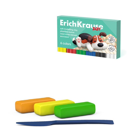 Пластилин 6цв 78гр. Erich Krause Baby, восковой, мягкий со стеком