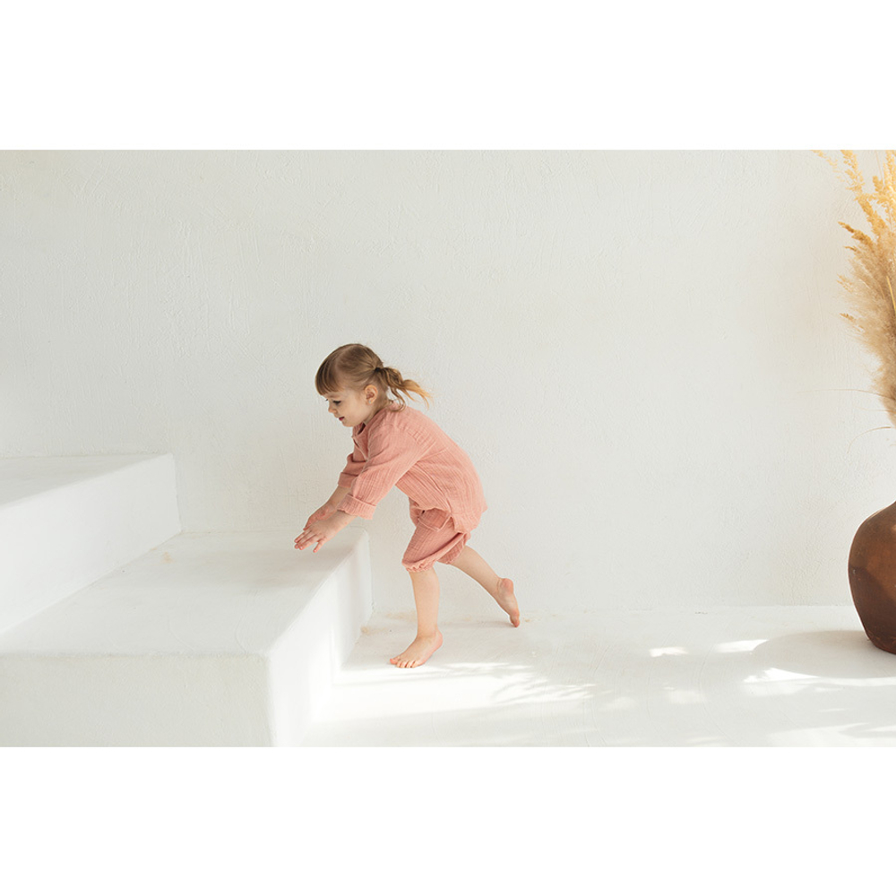 Рубашка из хлопкового муслина цвета пыльной розы из коллекции essential 18-24m