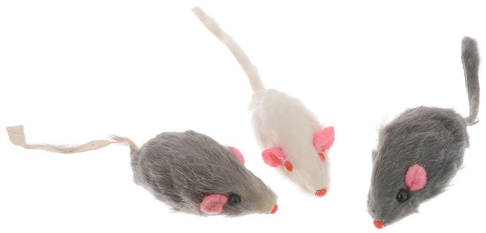 Мышь малая серая натуральный мех 5х2 см