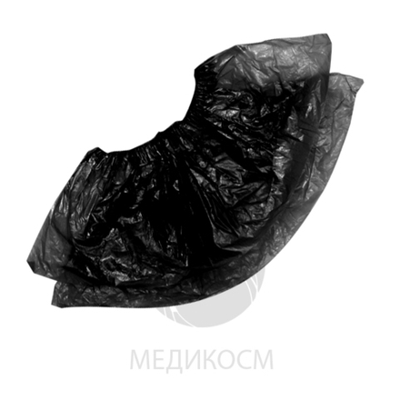 Бахилы полиэтиленовые, ЧЁРНЫЕ, 2.6г., 20 мкм, 50 пар/уп, "СЕЙФИТИ",Россия