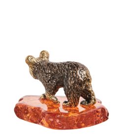 Народные промыслы AM-1599 Фигурка «Медведь» (латунь, янтарь)