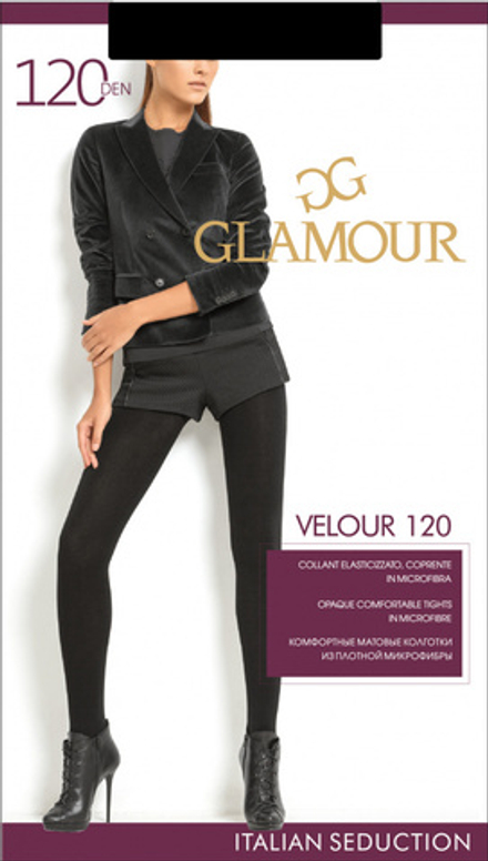 GLAMOUR Velour колготки микрофибра 120 den nero р.4