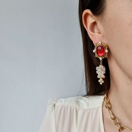 Серьги с кистью винограда