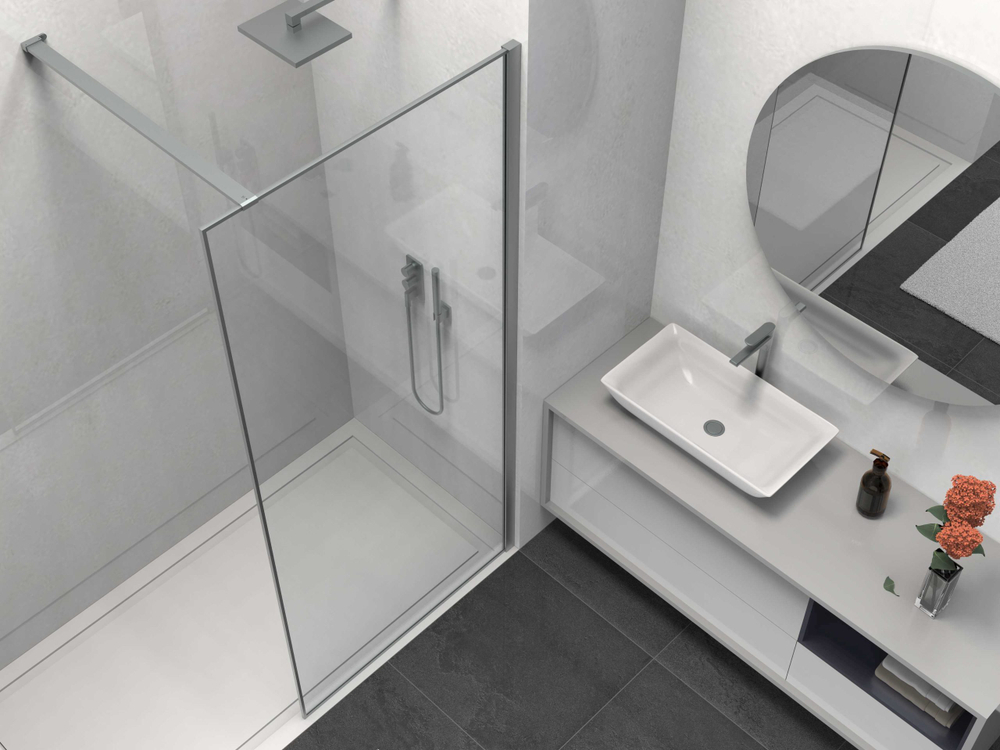 Душевая перегородка Волк-Ин (Walk-In) VSW-1HS800CLGM, 800*2000, вороненая сталь, стекло прозрачное