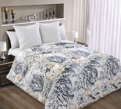 Постельное белье поплин 2 спальное Белый тигр 1