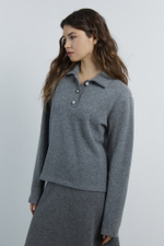 Поло с винтажными пуговицами из шерсти