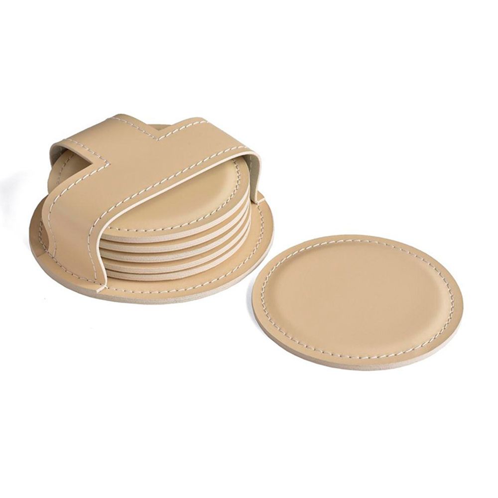 Набор из 6 костеров из двухслойной кожи Cuoietto с металлической вставкой (CR6BCMet) 10