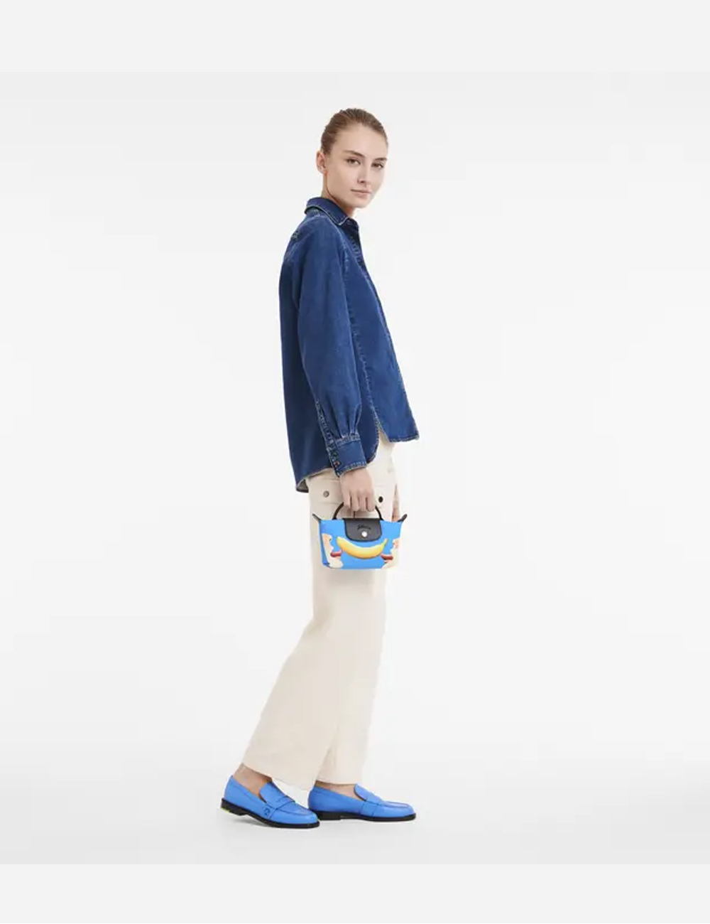 TOILETPAPER x Longchamp Le Pliage Pouch "Blue"
