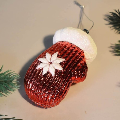 Елочная игрушка "Новогодняя варежка" 5*4*10см, красный