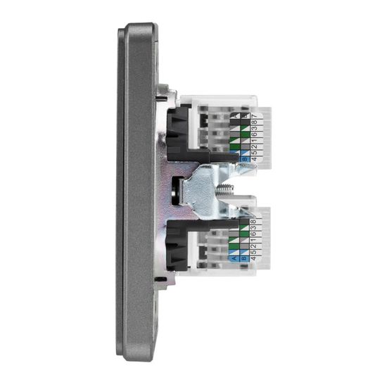 Розетка ROUND компьютерная двойная RJ45+RJ45 кат6 с/у титан KRANZ