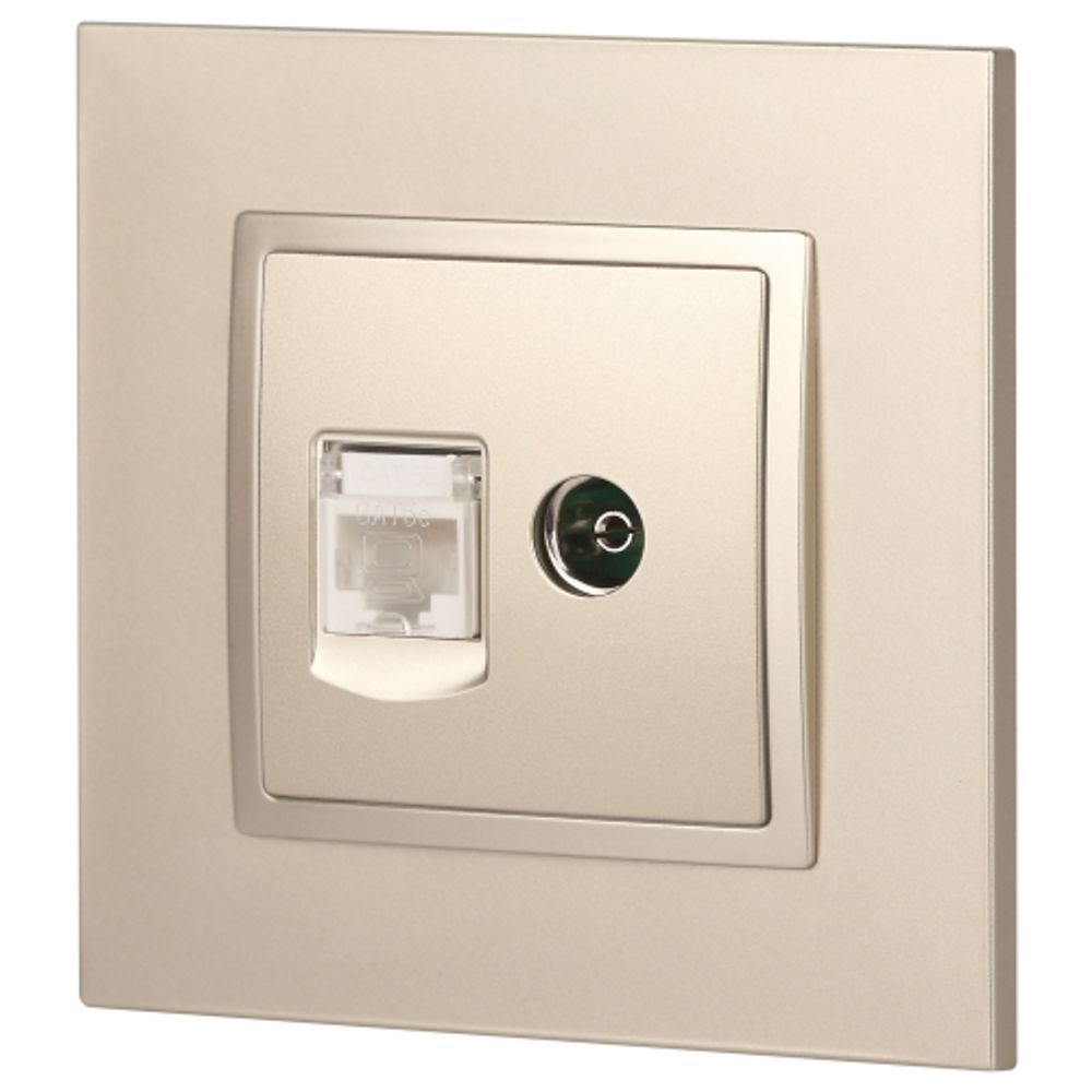 Розетка ЭРА Elegance 14-3110-04 RJ45+TV IP20 шампань | Elegance Шампань