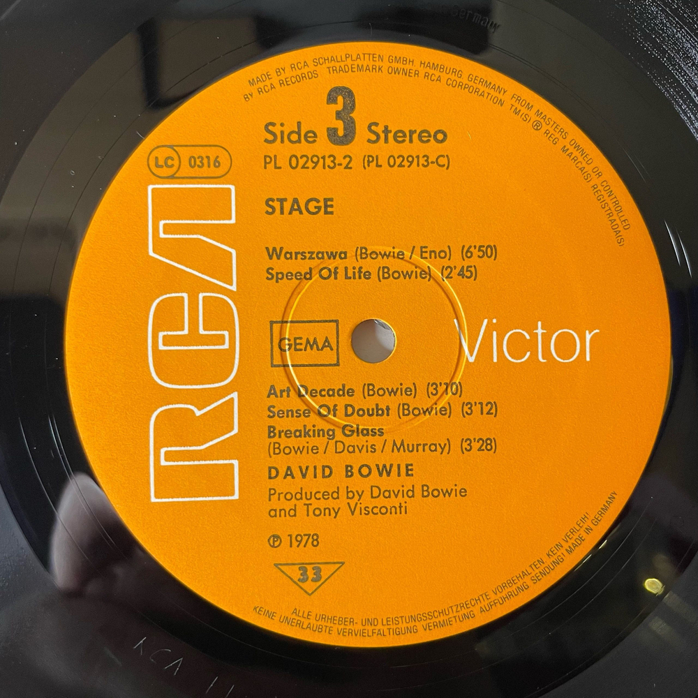 Винтажная виниловая пластинка LP David Bowie Stage (Германия 1978)
