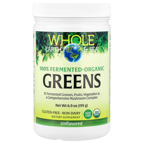 Natural Factors, Whole Earth & Sea®, органическая зелень, без добавок, 195 г (6,9 унции)