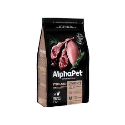 Корм для кошек сухой AlphaPet Superpremium для взрослых кошек с чувствительным пищеварением , с ягненком, 3 кг