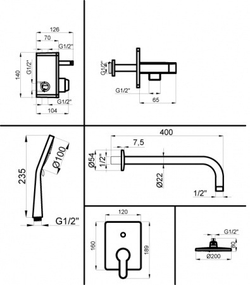 Промо-комплект встраиваемый для душа AZARIO TEVIS, хром (AZ-15490721)