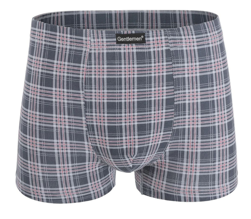 Мужские трусы-боксеры в клетку из хлопкового материала (Размер: XXL) (Цвет: серый)