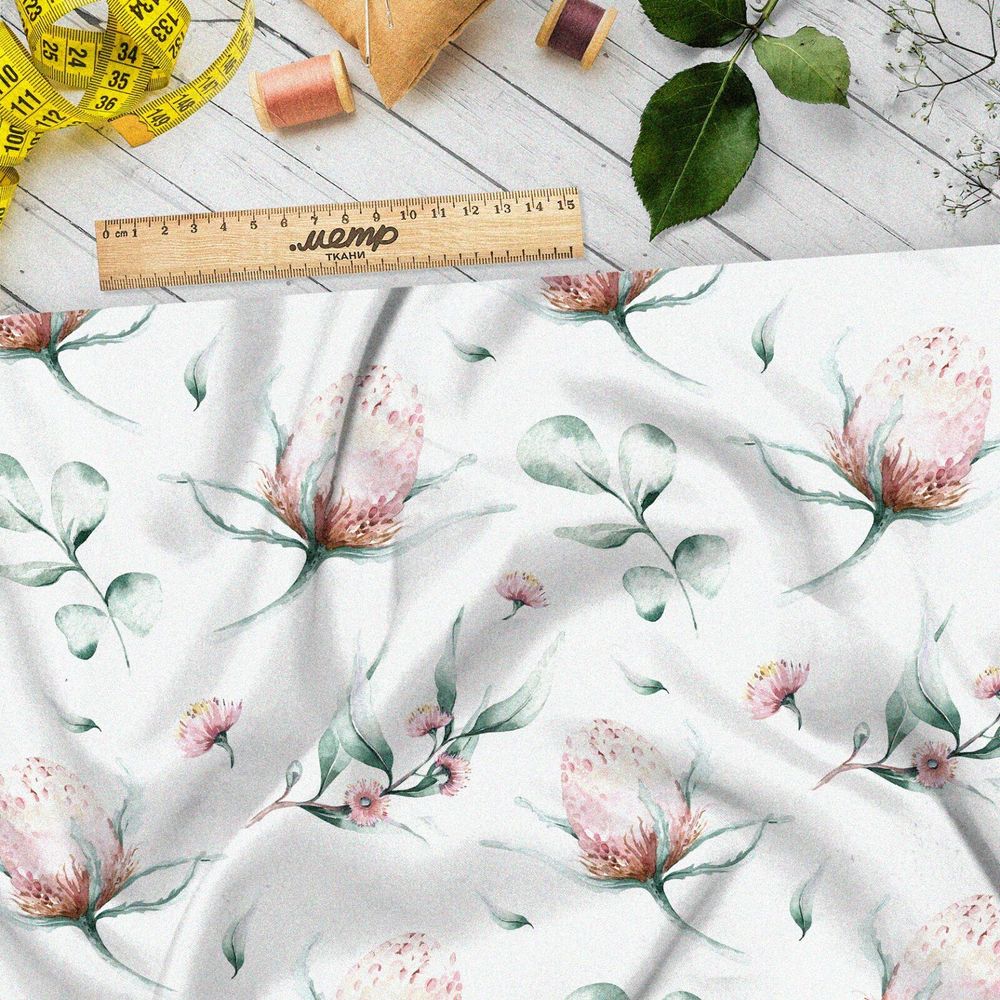 Ткань саржа акварельный клевер