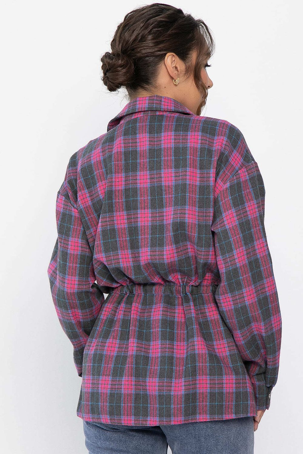 Рубашка хлопковая Джанет (розово-серая) Б14273-4М LT Collection