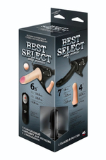 Черный женский пояс BEST SELECT с 3 насадками и вибрацией (Цвет: телесный с черным)