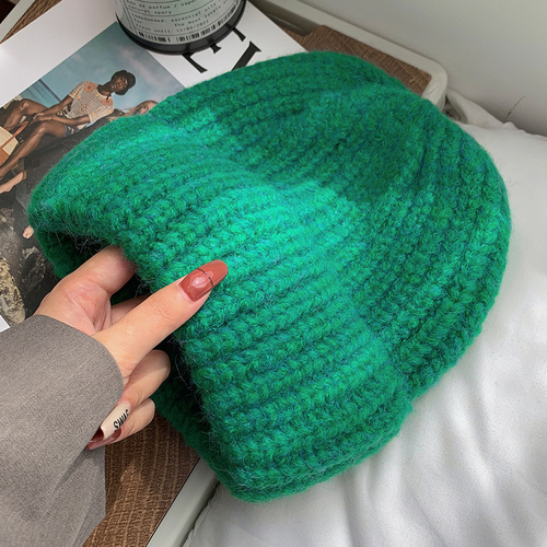 Теплая шапка "Вязаная", зеленая