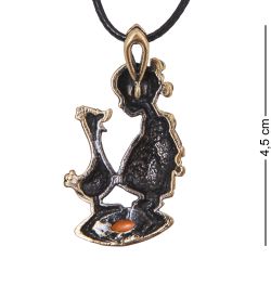 AM-4223 Подвеска «Девочка и уточка» (латунь, янтарь)