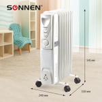 Обогреватель масляный SONNEN DFS-07, 1500 Вт, 7 секций, белый, 453498