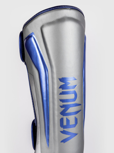 Щитки Venum Elite Grey/Metalic Blue/Silver