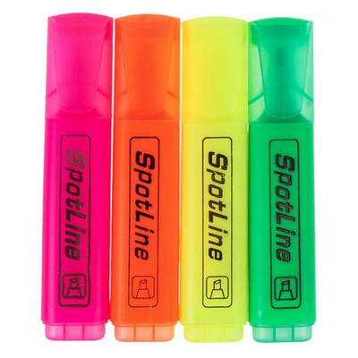 Набор текстовыделителей 4шт, неоновые цвета, в ПВХ