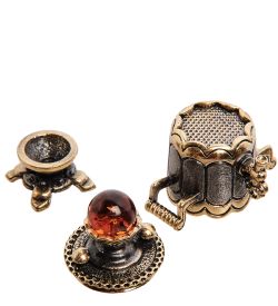 AM-3002 Наперсток «Самовар» (латунь, янтарь)