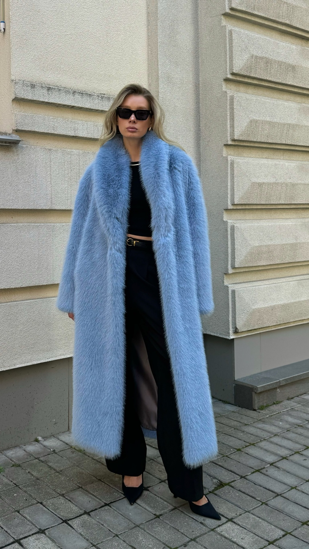 Шуба из эко меха  Shubeco Lady песец  ШП_1086 голубой M
