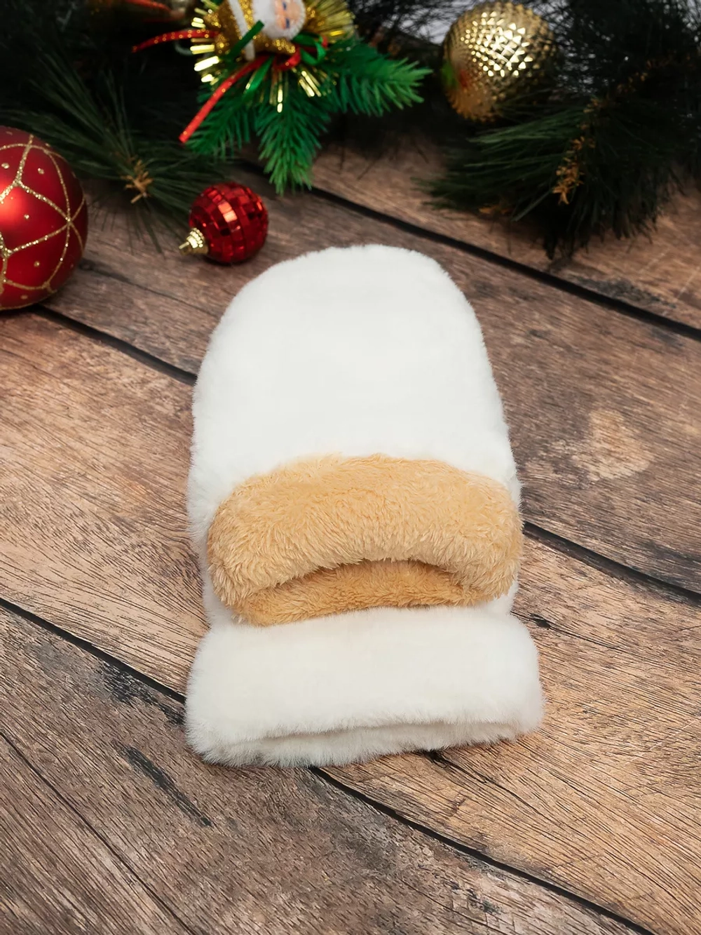 варежки зимние пушистые экомех