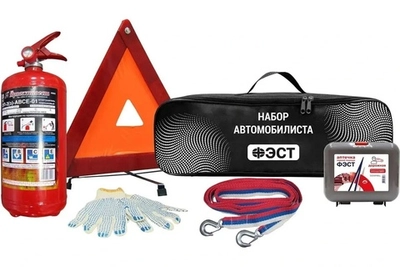 Набор автомобилиста «АВТО» (аптечка,огнетушитель,знак,трос,перчатки,сумка)