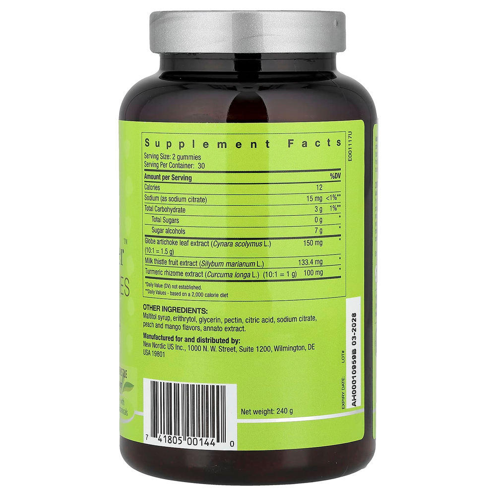 New Nordic, Active Liver™, веганские жевательные таблетки, со вкусом персика и манго, 60 жевательных таблеток