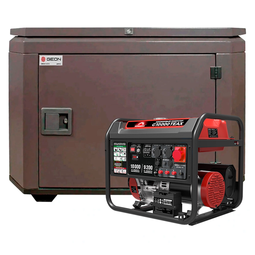 Генератор бензиновый SUNREKA G10000TEAX с кожухом Geon 1200 RAL 8019