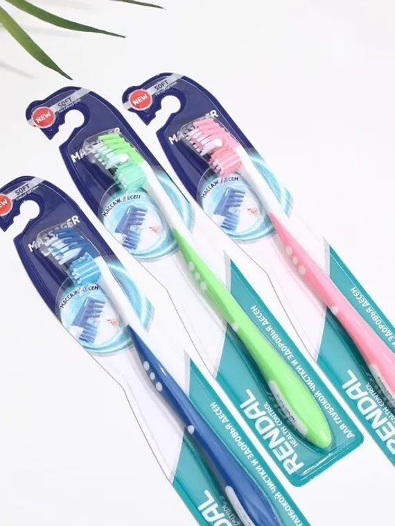 Зубная щетка мягкая Rendal Massager, микс 1 шт.