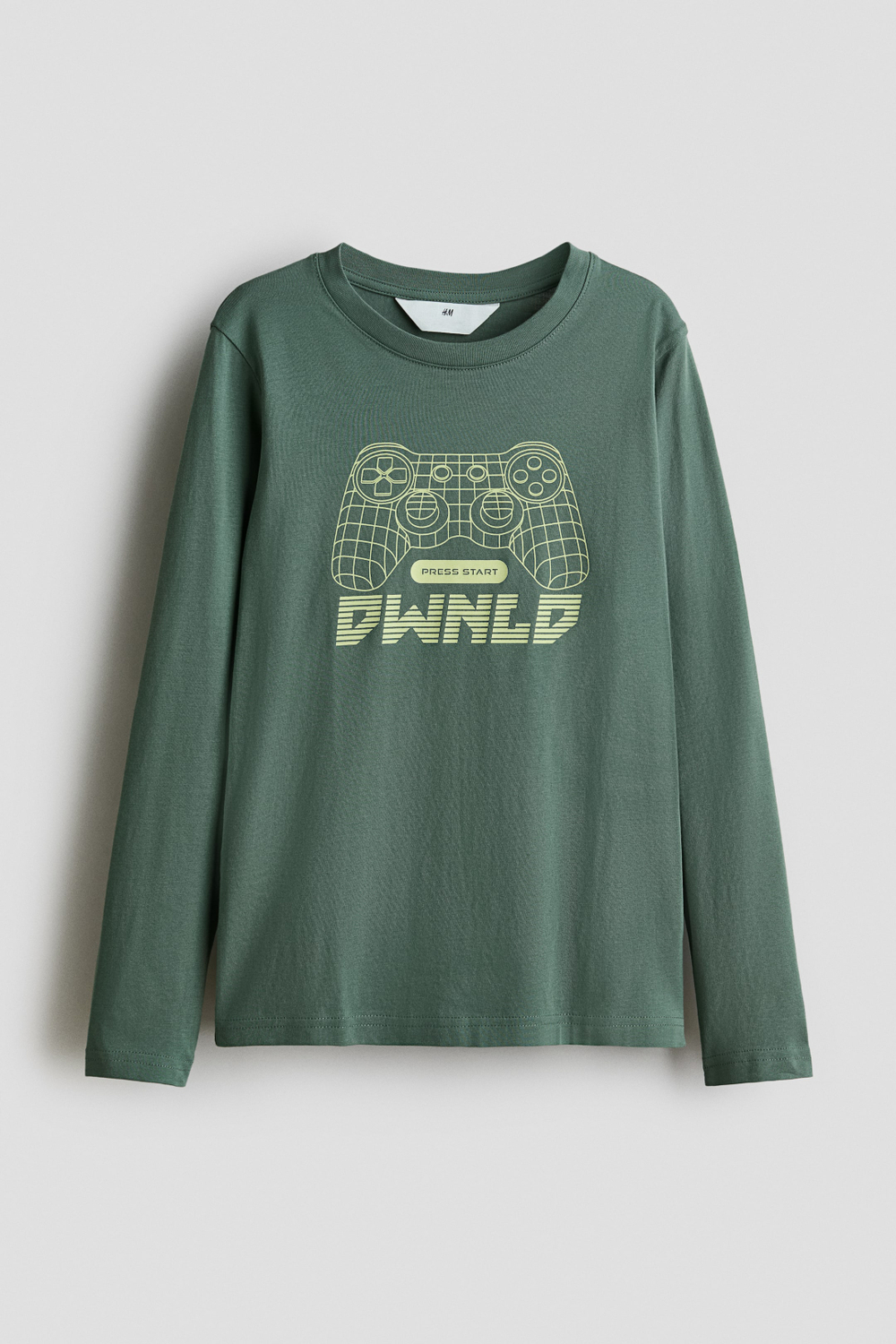 H&M Лонгслив с длинным рукавом, темно-зеленый