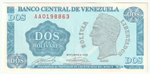 Venezuela, 2 Bolívares, 1989-Oct-05, UNC