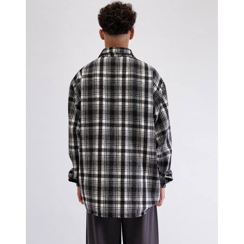 Рубашка БИЧ с шерстью клетка черно-белая