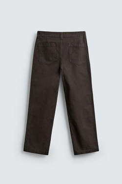 ZARA БРЮКИ STRAIGHT FIT С ЭФФЕКТОМ ПОТЕРТОСТИ, ТЕМНО-СЕРЫЙ